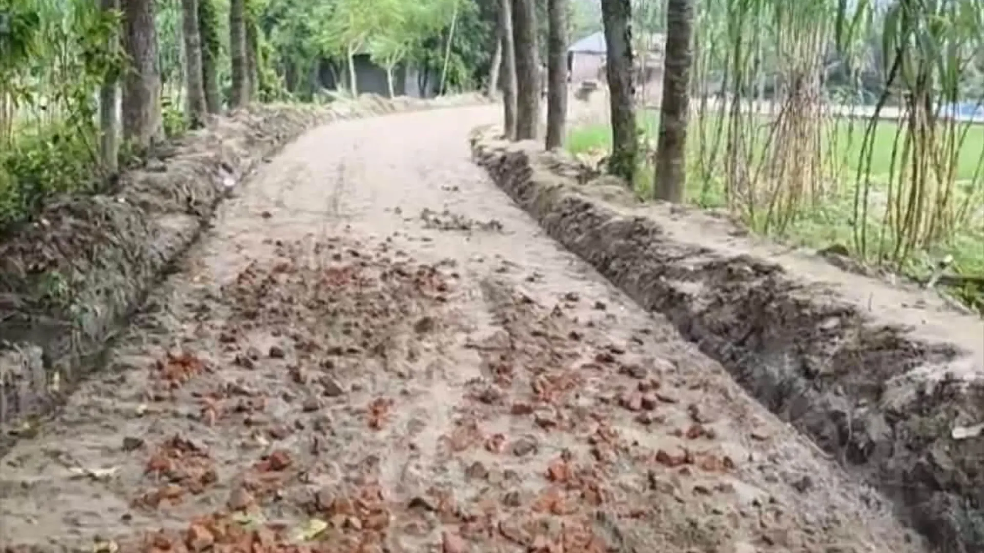 ৮ কোটির সড়ক নির্মাণে মাটি-আধলা ইট, ভিডিও ভাইরালের পর যা ঘটল...